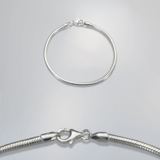 Ref. 775/1 Chaîne serpent 19 cm argent avec mousqueton C