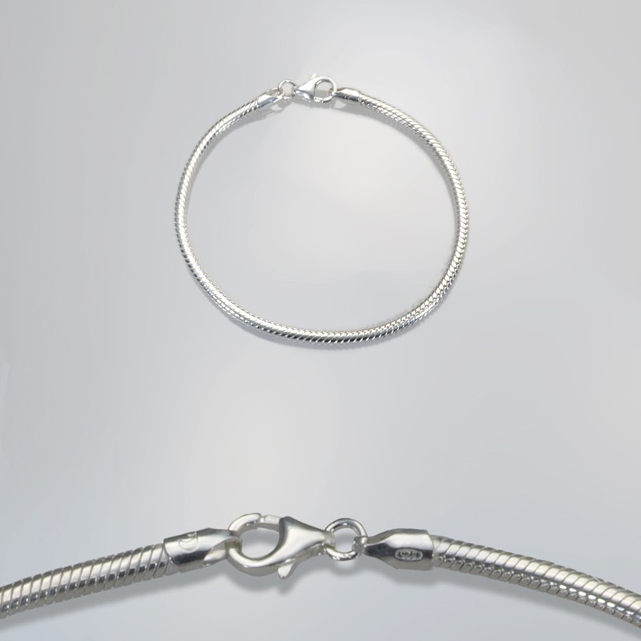 Ref. 775/3 Chaîne serpent 45 cm argent avec mousqueton C