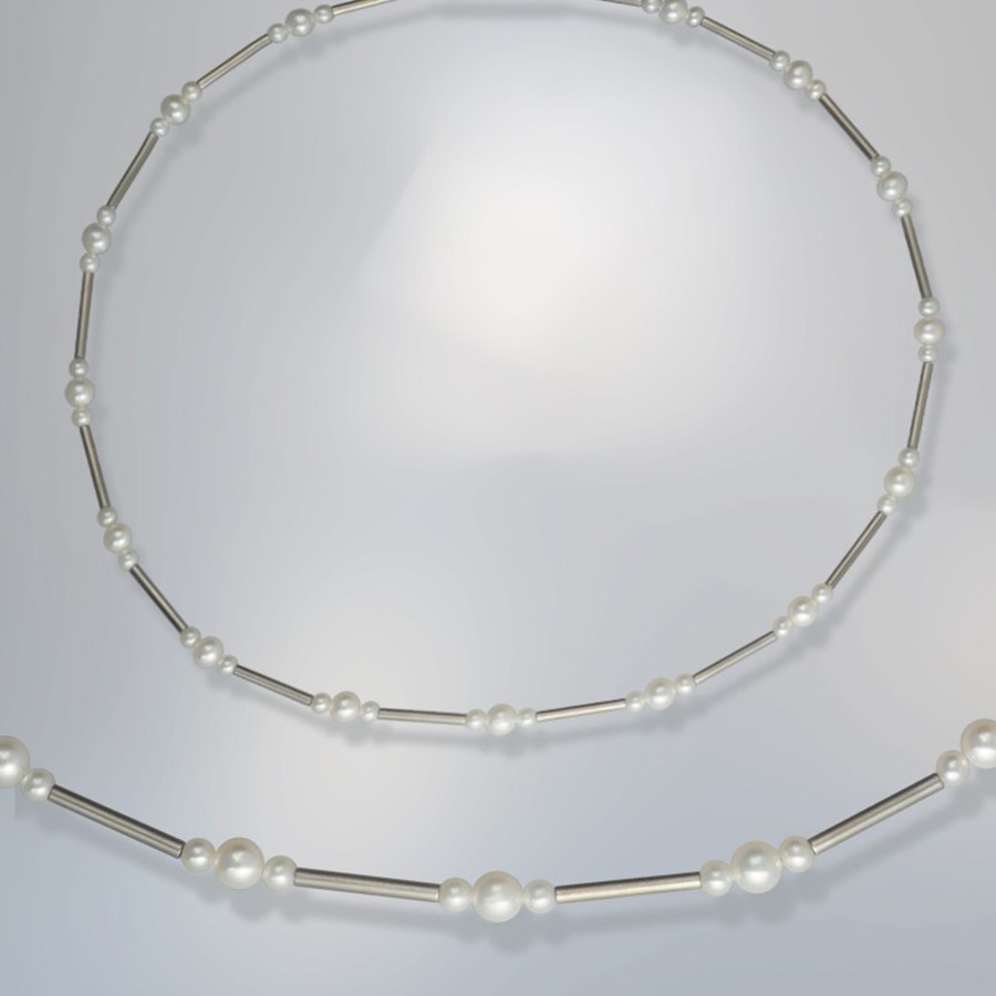 Ref. 777/1 Collier perles d'eau douce et acier