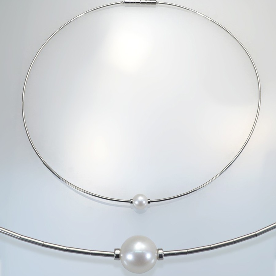 Ref. 777/2 Collier perles d'eau douce et acier