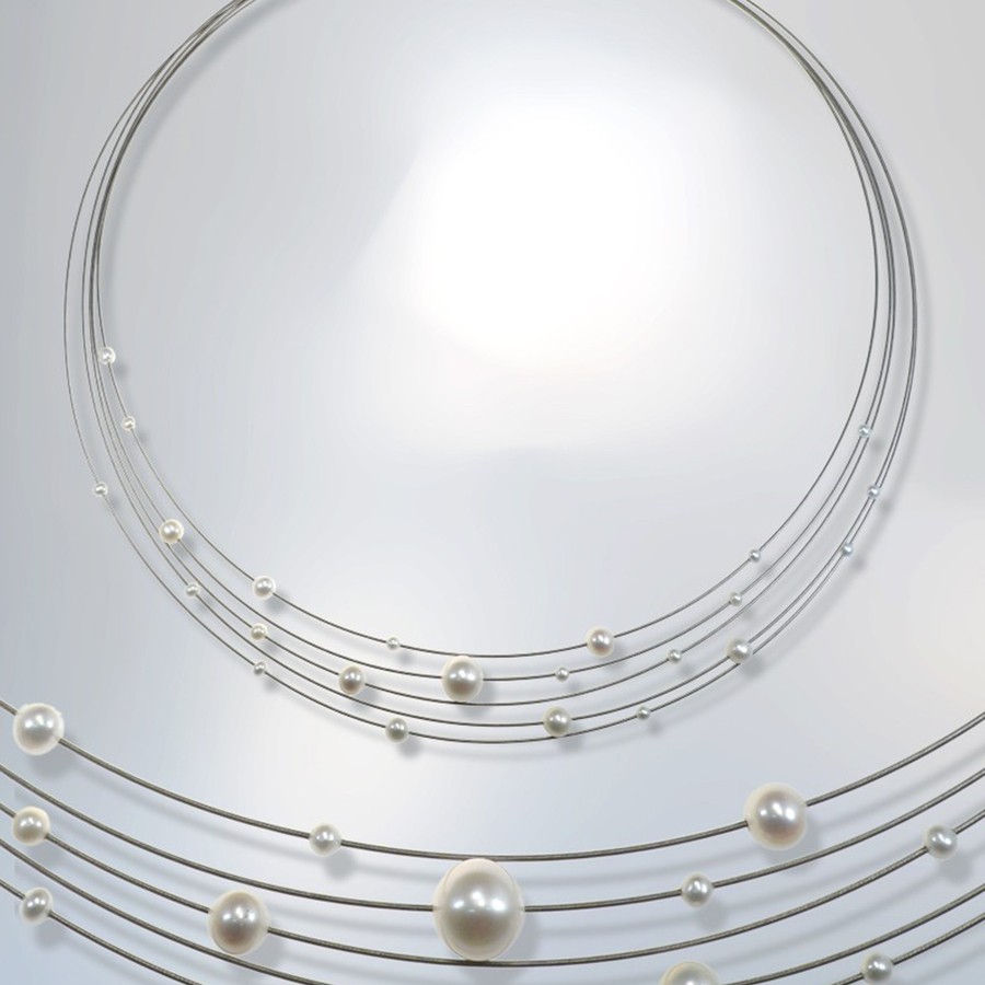 Ref. 779/2 Collier perles d'eau douce et acier