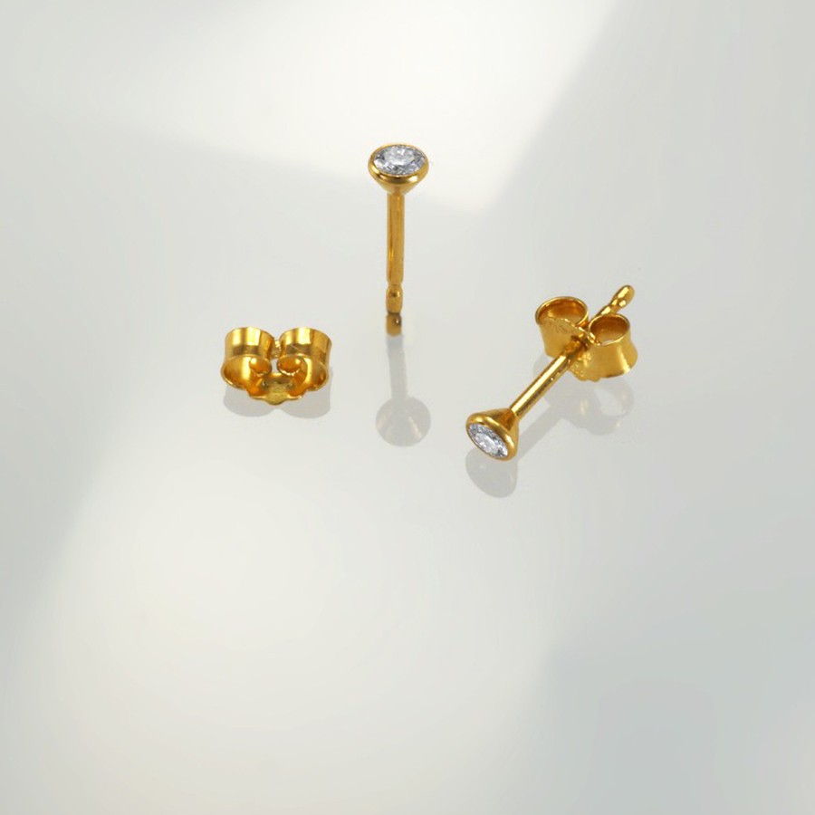 Ref. 726/1 Poussettes d'oreille avec zircon blanc 3 mm