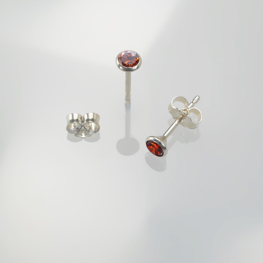 Ref. 727/2 Ohrstecker mit Zirkonia rot 4 mm